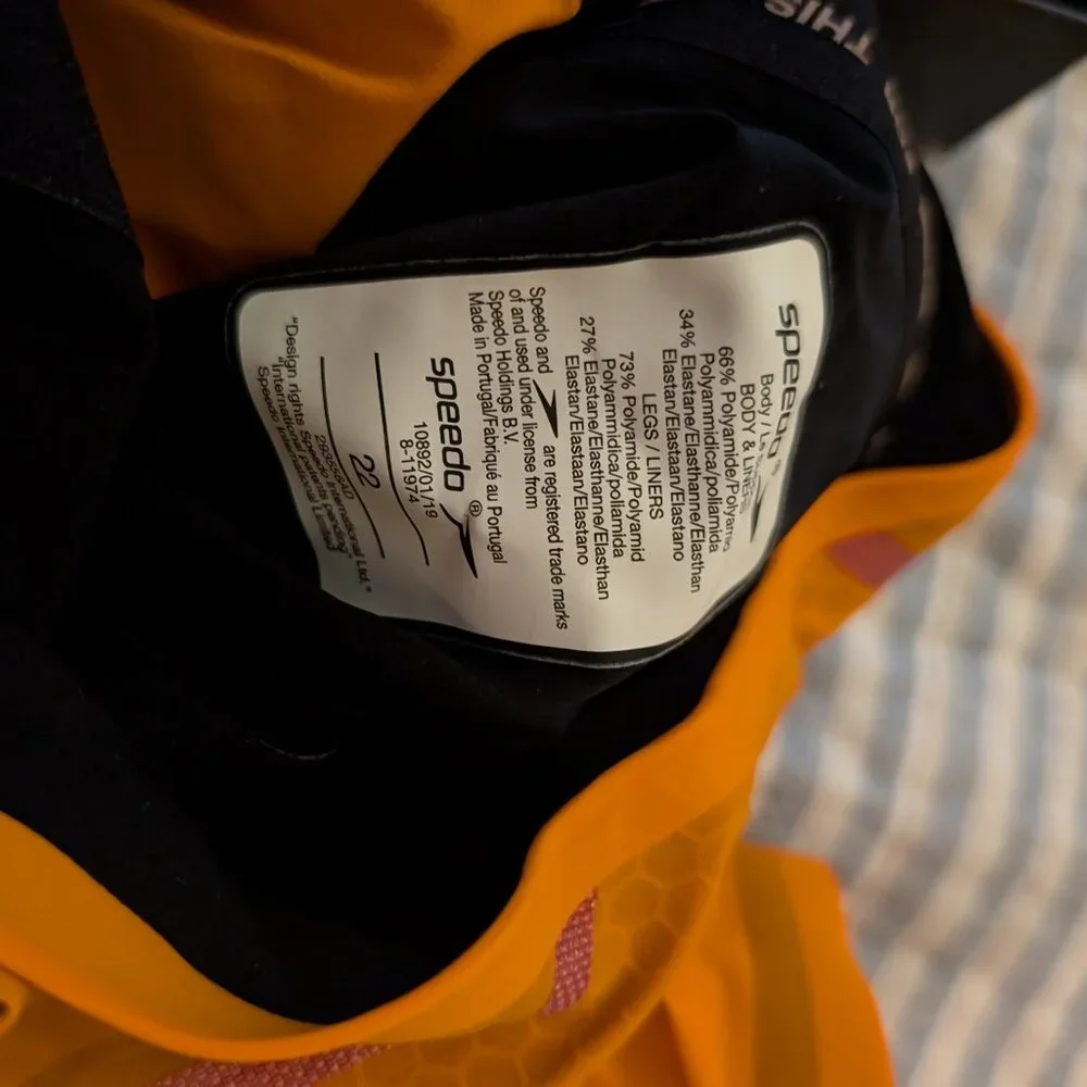 Speedo Pure Intent Size 22 Open Back Sonic Scorch NWT - Picture 3 of 6